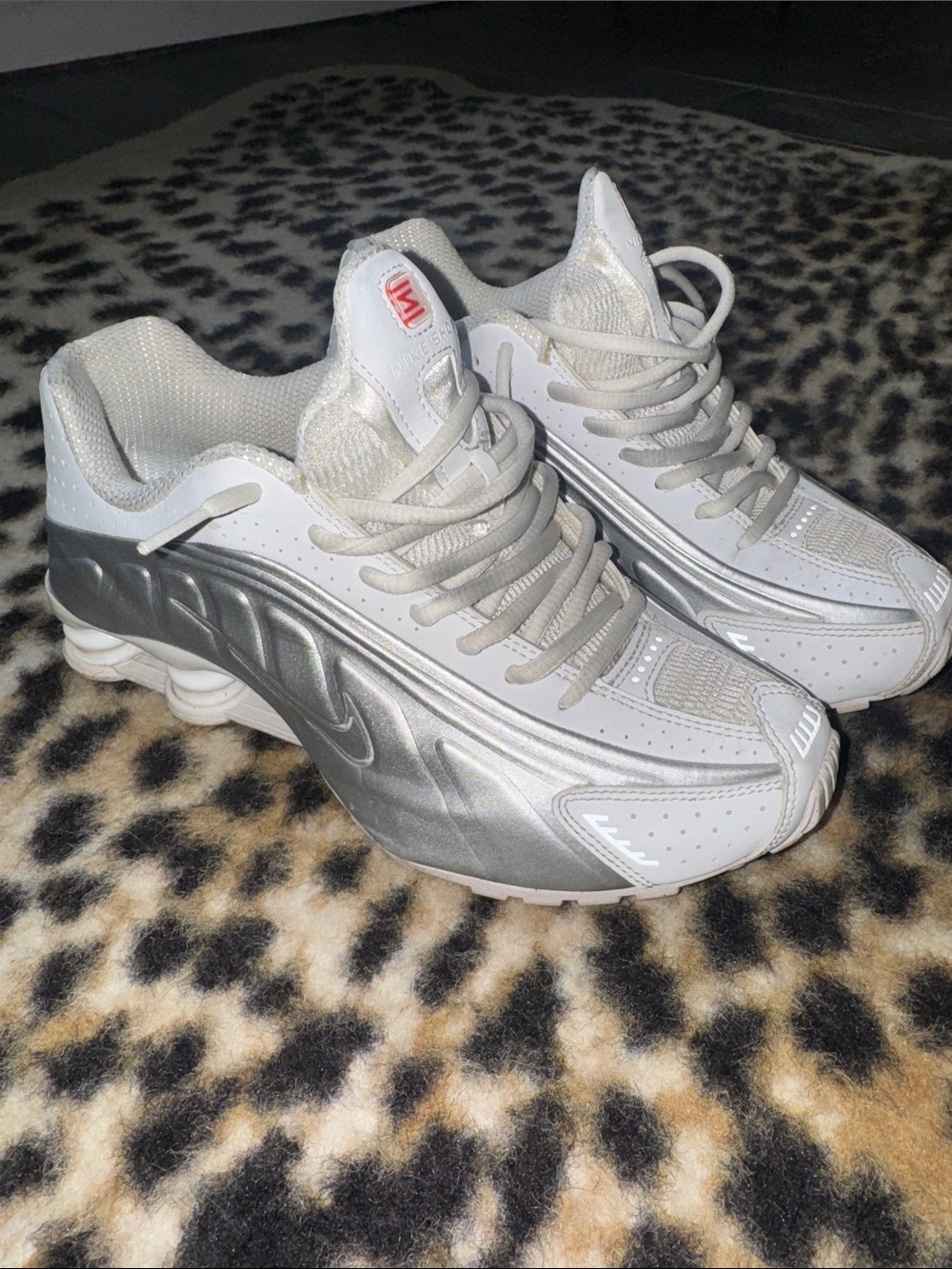 Nike White & Silver Athletic Shox Sneakers
